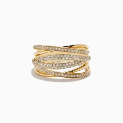 Effy Jewelry D'Oro 14K Yellow Gold Diamond Crossover Ring, 0.54 TCW | Rings