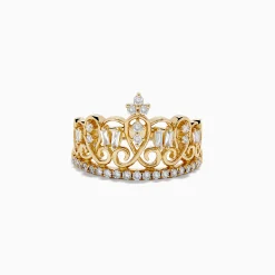 Effy Jewelry D'Oro 14K Yellow Gold Diamond Accented Crown Ring, 0.41 TCW | Rings