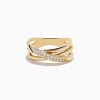Effy Jewelry D'Oro 14K Yellow Gold Diamond Crossover Ring, 0.18 TCW | Rings
