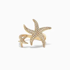 BH D'Oro 14K Yellow Gold Diamond Starfish Ring, 0.71 TCW | Rings