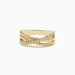 BH Multi D'oro 14K Yellow Gold Diamond Crossover Ring | Rings