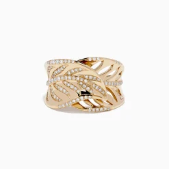Effy Jewelry D'Oro 14K Yellow Gold Diamond Leaf Ring | Rings