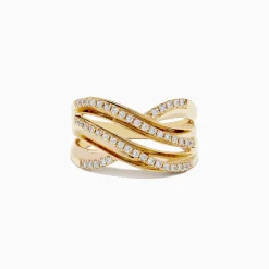 Effy Jewelry D'oro 14K Yellow Gold Diamond Wavy Band | Rings
