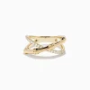 Effy Jewelry D'Oro 14K Yellow Gold Diamond Criss Cross Bamboo Ring | Rings