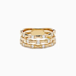 Effy Jewelry D'Oro 14K Yellow Gold Diamond Bamboo Ring 0.50 TCW | Rings