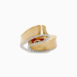 Effy Jewelry D'oro 14K Yellow Gold Diamond Ribbon Ring 0.26 TCW | Rings