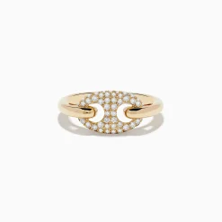 Effy Jewelry D'oro 14K Yellow Gold Diamond Anchor Chain Ring 0.39 TCW | Rings
