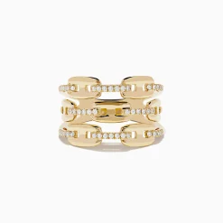 Effy Jewelry D'oro 14K Yellow Gold Diamond Anchor Chain Ring | Rings