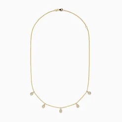 Effy Jewelry D'oro 14K Yellow Gold Diamond Rain Drop Station Necklace 0.49 TCW | Necklaces & Pendants