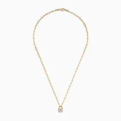 Effy Jewelry D'Oro 14K Yellow Gold Diamond Lock Pendant 0.26 TCW | Necklaces & Pendants