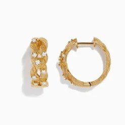 BH Multi D'Oro 14K Yellow Gold Diamond Filigree Hoop Earrings, 0.41 TCW | Earrings