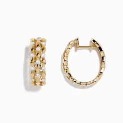 BH Multi D'Oro 14K Yellow Gold Diamond Huggie Hoop Earrings, 0.76 TCW | Earrings
