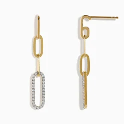 Effy Jewelry D'oro 14K Yellow Gold Diamond Paperclip Drop Earrings | Earrings