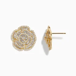 Effy Jewelry D'oro 14K Yellow Gold Diamond Flower Earrings 1.43 TCW | Earrings