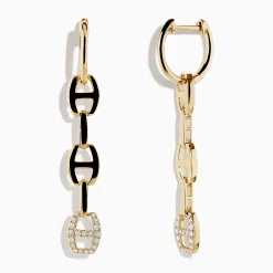 Effy Jewelry D'Oro 14K Yellow Gold Diamond Anchor Chain Drop Earrings | Earrings