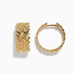 Effy Jewelry D'Oro 14K Yellow Gold Diamond Hoop Earrings | Earrings