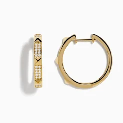 Effy Jewelry D'Oro 14K Yellow Gold Diamond Hoop Earrings | Earrings