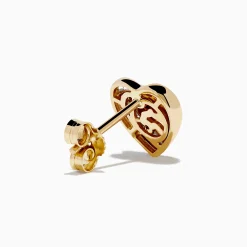 Effy Jewelry D'Oro 14K Yellow Gold Diamond Heart Stud Earrings | Earrings