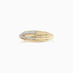 Effy Jewelry D'Oro 14K Yellow Gold Diamond Crossover Band, 0.29 TCW | Rings
