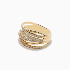 Effy Jewelry D'Oro 14K Yellow Gold Diamond Crossover Ring, 0.54 TCW | Rings