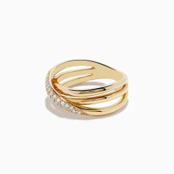 Effy Jewelry D'Oro 14K Yellow Gold Diamond Crossover Ring, 0.18 TCW | Rings