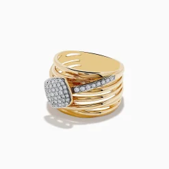 Effy Jewelry D'Oro 14K Yellow Gold Diamond Crossover Ring, 0.47 TCW | Rings