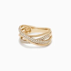 Effy Jewelry D'Oro 14K Yellow Gold Diamond Crossover Ring, 0.40 TCW | Rings