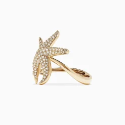 BH D'Oro 14K Yellow Gold Diamond Starfish Ring, 0.71 TCW | Rings