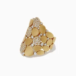 BH Multi D'Oro 14K Yellow Gold Diamond Pave Pebble Ring, 0.79 TCW | Rings