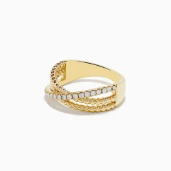BH Multi D'oro 14K Yellow Gold Diamond Crossover Ring | Rings