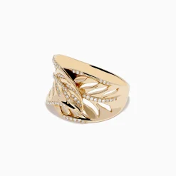 Effy Jewelry D'Oro 14K Yellow Gold Diamond Leaf Ring | Rings