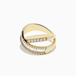 Effy Jewelry D'Oro 14K Yellow Gold Diamond Criss Cross Ring 1.14 TCW | Rings