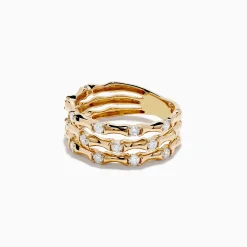 Effy Jewelry D'Oro 14K Yellow Gold Diamond Bamboo Ring 0.50 TCW | Rings
