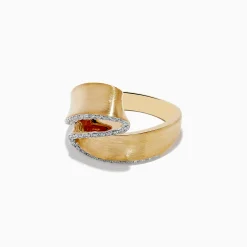 Effy Jewelry D'oro 14K Yellow Gold Diamond Ribbon Ring 0.26 TCW | Rings