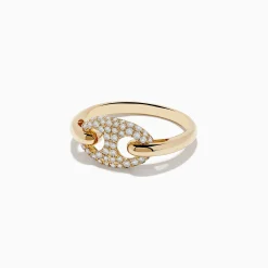 Effy Jewelry D'oro 14K Yellow Gold Diamond Anchor Chain Ring 0.39 TCW | Rings