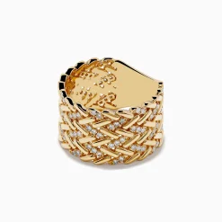 Effy Jewelry D'Oro 14K Yellow Gold Diamond Basket Weave Ring | Rings