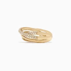 Effy Jewelry D'Oro 14K Yellow Gold Diamond Crossover Ring, 0.40 TCW | Rings