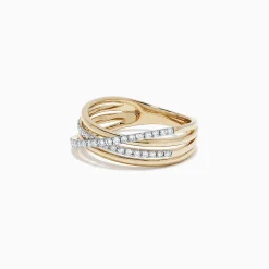 Effy Jewelry D'Oro 14K Yellow Gold Diamond Crossover Band, 0.29 TCW | Rings