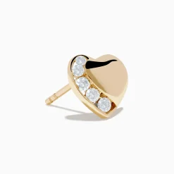 Effy Jewelry D'Oro 14K Yellow Gold Diamond Heart Stud Earrings | Earrings
