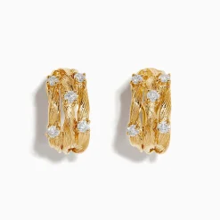 Effy Jewelry D'Oro 14K Yellow Gold French Clip 3/4" Diamond Earrings, 0.69 TCW | Earrings