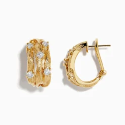 Effy Jewelry D'Oro 14K Yellow Gold French Clip 3/4" Diamond Earrings, 0.69 TCW | Earrings