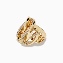 Effy Jewelry D'Oro 14k Yellow Gold Interlocking Diamond Statement Ring | Rings