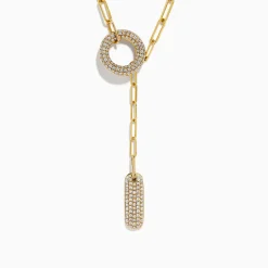 Effy Jewelry D'Oro 14k Yellow Gold Paperclip Chain Diamond Necklace | Necklaces & Pendants