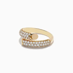 Effy Jewelry D'Oro 14K Yellow Gold Pave Diamond Bypass Ring | Rings