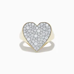 Effy Jewelry D'Oro 14k Yellow Gold Pave Heart Diamond Statement Ring | Rings