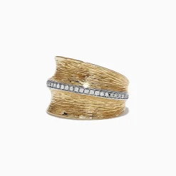 Effy Jewelry D'Oro 14K Yellow Textured Gold Diamond Ring, 0.24 TCW | Rings