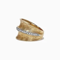Effy Jewelry D'Oro 14K Yellow Textured Gold Diamond Ring, 0.24 TCW | Rings