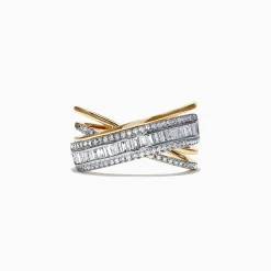 Effy Jewelry Duo 14K 2 Tone Gold Diamond Crossover Ring, 0.77 TCW | Rings
