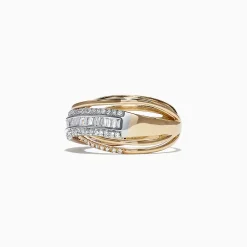 Effy Jewelry Duo 14K 2 Tone Gold Diamond Crossover Ring, 0.77 TCW | Rings