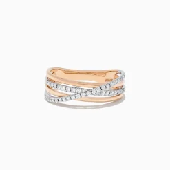 BH Multi Duo 14K Rose and White Gold Diamond Crossover Ring, 0.29 TCW | Rings